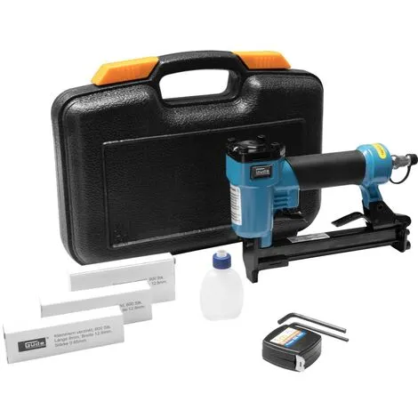 Güde KN 14 Agrafeuse à Air Comprimé IG 1/4" ( 40088 ) + 1800x Agrafes + Huile + Lunettes De Protection + Coffret 2 Güde KN 14 Agrafeuse à Air Comprimé IG 1/4" ( 40088 ) + 1800x Agrafes + Huile + Lunettes De Protection + Coffret – Image 2